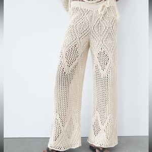 NWT Zara Open Knit Straight Leg Pants
